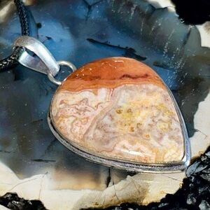 Crazy Lace Agate Pendant 1 1/2”